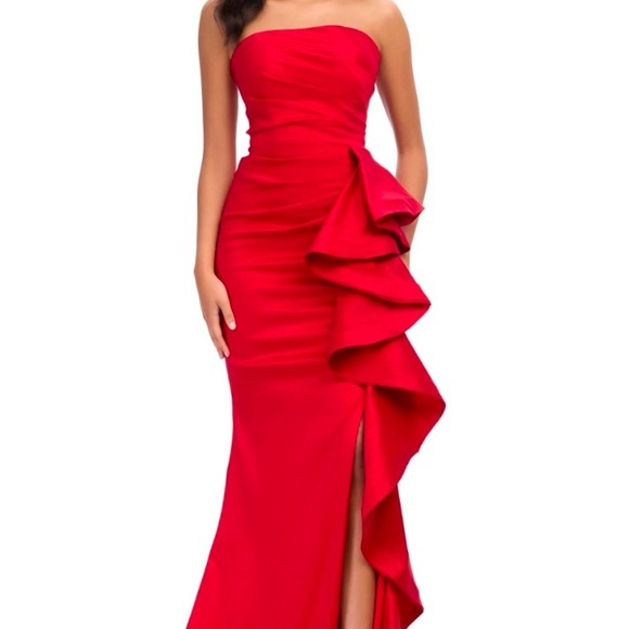 ASHLEYlauren Strapless Side Ruffle - Picture 3 of 3